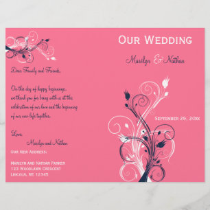 Hochzeitsprogramm für die Marine, Rosa und Weiße F