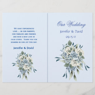 Hochzeitsprogramm für Dusty Blue Floral