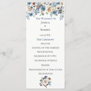 Hochzeitsprogramm für Dusty Blue Floral Programm