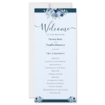 Hochzeitsprogramm für Dusty Blue Watercolor