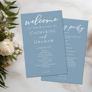 Hochzeitsprogramm für dutzende blaue weiße Script-