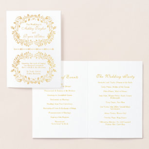 Hochzeitsprogramm für echte Goldflora Folienkarte