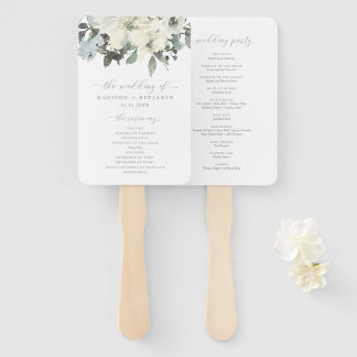 Hochzeitsprogramm für Elegant Ivory Sage Blumengrü Fächer