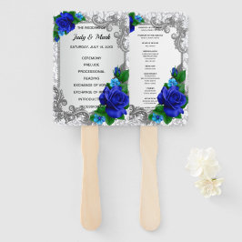 Hochzeitsprogramm für Elegante Blaue Rose Fächer
