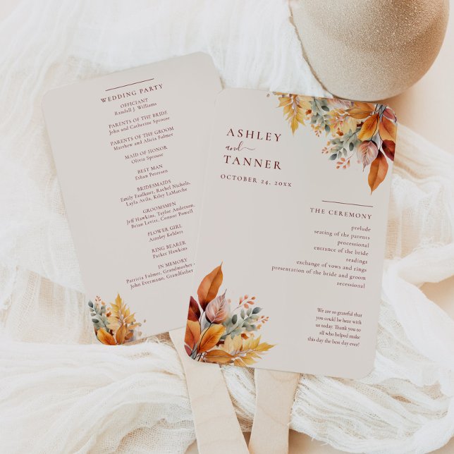 Hochzeitsprogramm für elegante Herbstlaub Fächer (Von Creator hochgeladen)