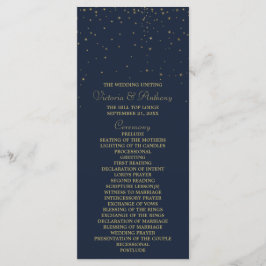 Hochzeitsprogramm für elegante Navy & Gold Falling Programm