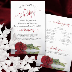 Hochzeitsprogramm für elegante Rote Rosen