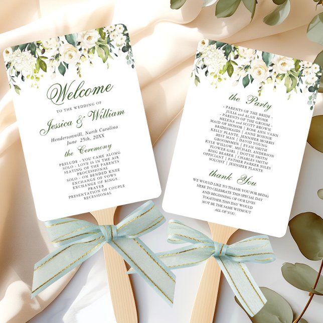 Hochzeitsprogramm für elegante Weiße Rosen Fächer (Von Creator hochgeladen)