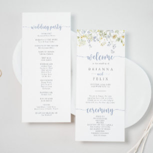 Hochzeitsprogramm für elegante Wildblumen Programm