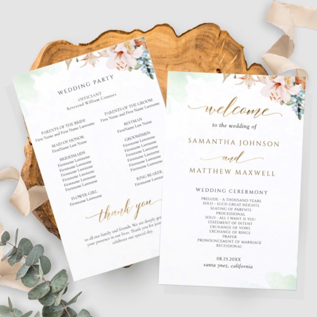 Hochzeitsprogramm für Elegantsage Green Blush (Von Creator hochgeladen)