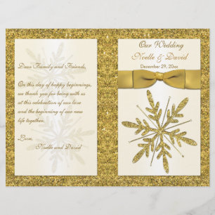 Hochzeitsprogramm für Elfenbein & Gold Glitzer Sno