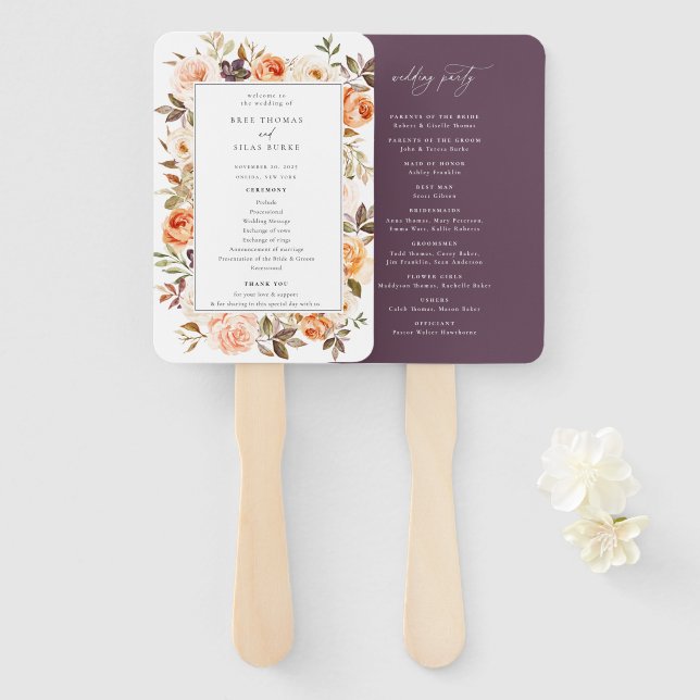 Hochzeitsprogramm für Erdbeben im Herbst Fächer (Vorne und Hinten)