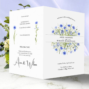 Hochzeitsprogramm für faltbare bläuliche Blüten