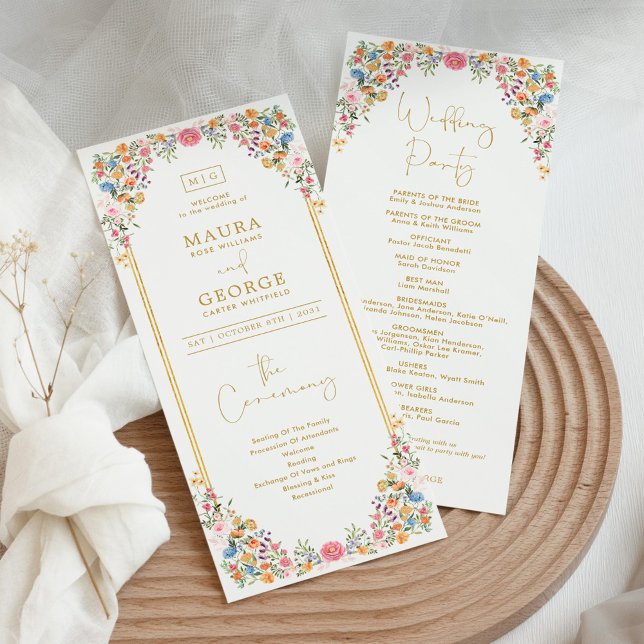 Hochzeitsprogramm für farbenfrohe Blume der Wildbl (Von Creator hochgeladen)