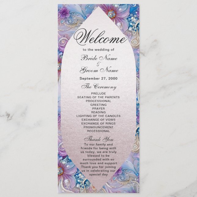Hochzeitsprogramm für farbenfrohe florale Frühling Programm (Vorderseite)
