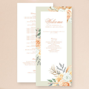 Hochzeitsprogramm für Floral Vintag Boho Peach
