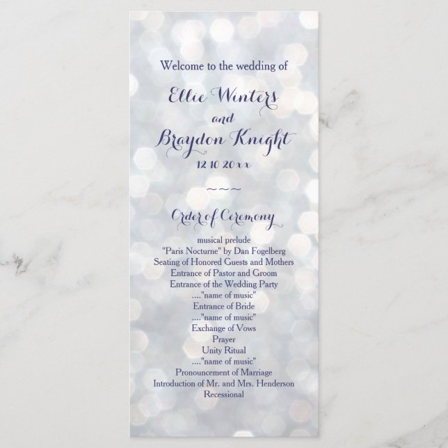 Hochzeitsprogramm für Funkellichter Programm (Vorderseite)