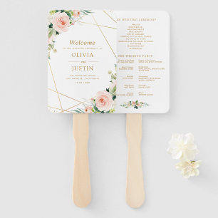 Hochzeitsprogramm für geometrisches Gold und Blüte Fächer