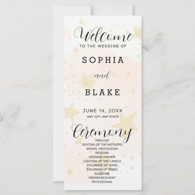 Hochzeitsprogramm für Gold, Orange und Off White S (Vorderseite)