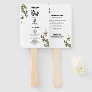 Hochzeitsprogramm für Gothic Heart Floral Skulls Fächer