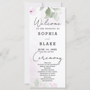 Hochzeitsprogramm für grüne Blätter und rosa Blume