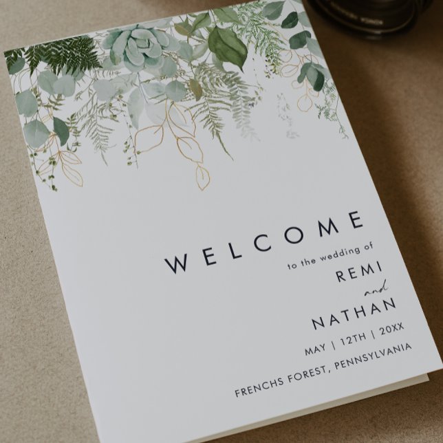 Hochzeitsprogramm für Grünpflanzen und Goldleder Programm (Von Creator hochgeladen)