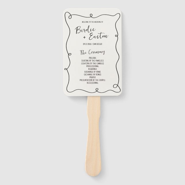 Hochzeitsprogramm für handgezeichnete Rahmen Fächer (Vorderseite)