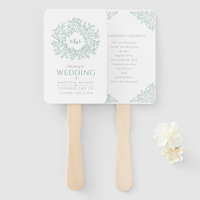 Hochzeitsprogramm für handgezogene Blütenblätter Fächer (Vorne und Hinten)