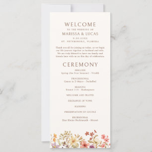 Hochzeitsprogramm für Herbst-Wildblumen