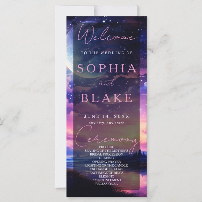 Hochzeitsprogramm für Himmelsstars (Vorderseite)