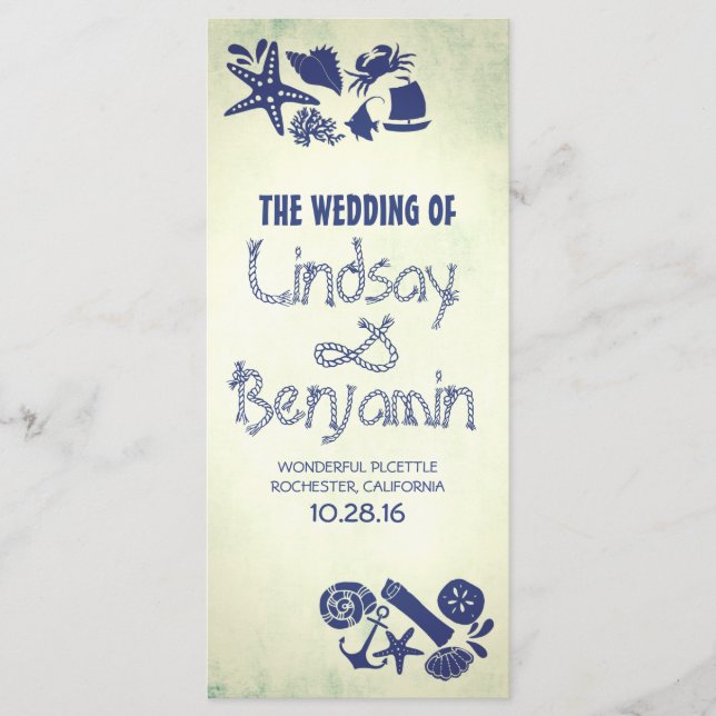 Hochzeitsprogramm für Hochzeiten an der Vintagen K Programm (Vorderseite)