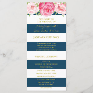 Hochzeitsprogramm für Hochzeiten in Navy Blue Stri Programm