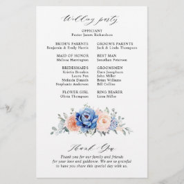 Hochzeitsprogramm für Hochzeitsfeiern mit blauem S