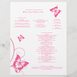 Hochzeitsprogramm für Hot Pink und White Butterfly