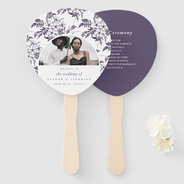 Hochzeitsprogramm für hübsche Blumenbögen Fächer (Vorne und Hinten)