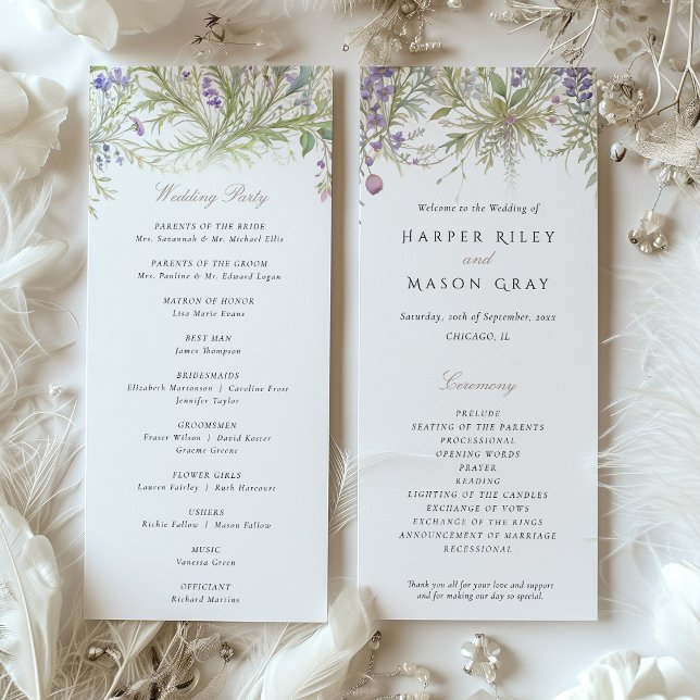 Hochzeitsprogramm für Kräutergarten Pastelfarben Einladung (Von Creator hochgeladen)