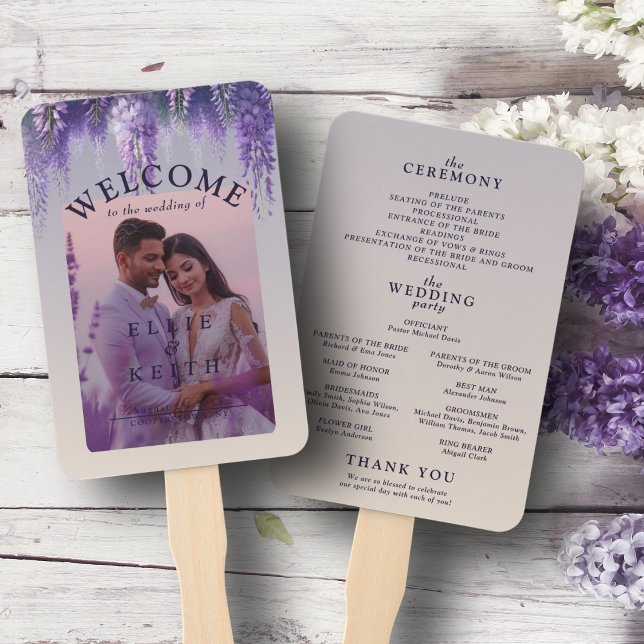 Hochzeitsprogramm für Lila Foto Fächer (Von Creator hochgeladen)