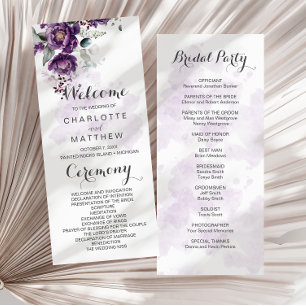 Hochzeitsprogramm für lila Peonies Einladung
