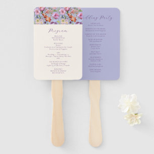 Hochzeitsprogramm für lila Stickereien Blume Fächer