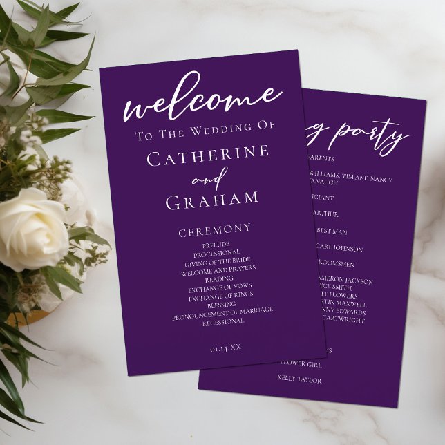 Hochzeitsprogramm für Lila Typografie (Von Creator hochgeladen)