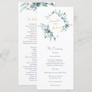 Hochzeitsprogramm für lila und blaue Blume