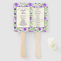 Hochzeitsprogramm für lila und grüne Flora