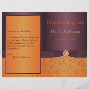 Hochzeitsprogramm für lila und Mandarine