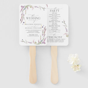 Hochzeitsprogramm für lila Wildblume Fächer