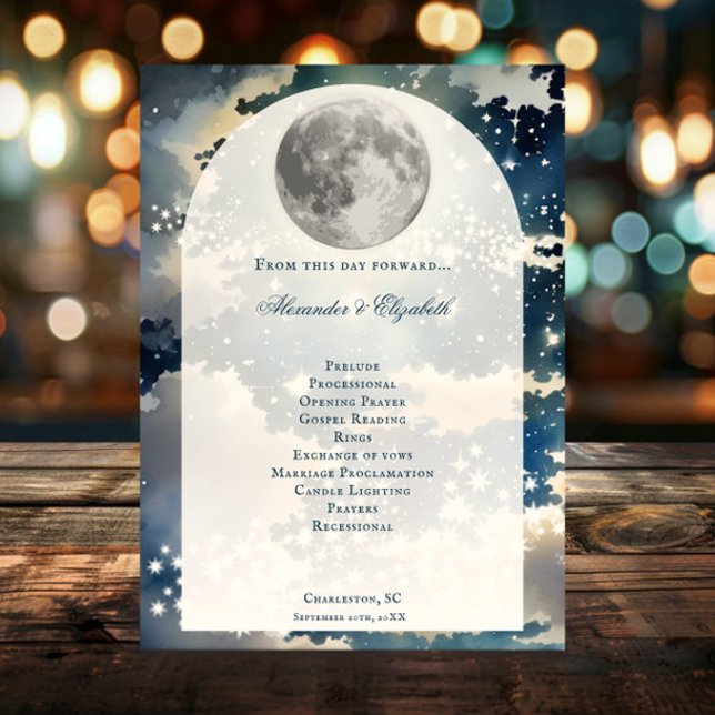Hochzeitsprogramm für Lunar Night Sky (Lunar Night Sky Wedding Program)