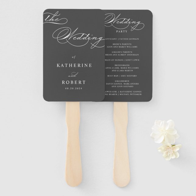 Hochzeitsprogramm für Luxuriöse Typografie Fächer (Vorne und Hinten)