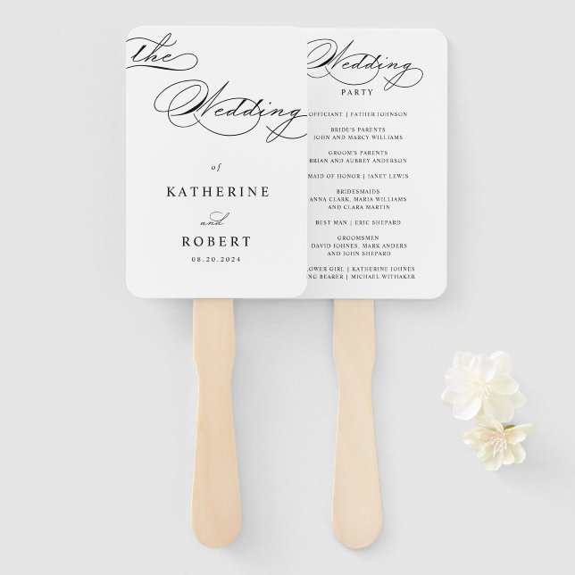 Hochzeitsprogramm für Luxuriöse Typografie Fächer (Vorne und Hinten)