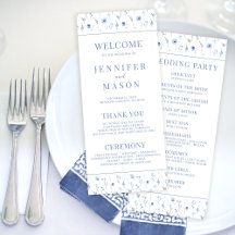 Hochzeitsprogramm für Marineblütenblumen