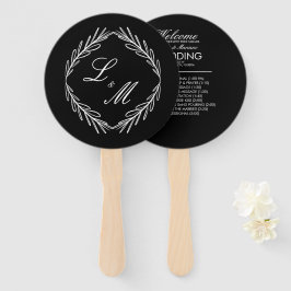 Hochzeitsprogramm für mit Monogramm Skriptzweige C Fächer