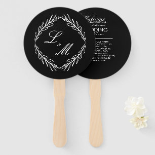 Hochzeitsprogramm für mit Monogramm Skriptzweige C Fächer